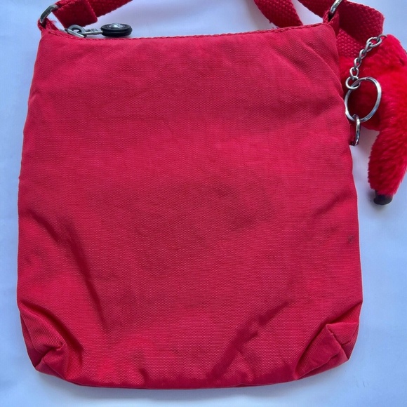 KIPLING Alvar Crossbody Bag Red w Monkey Charm 3 Zippers Mini 7" x 8" x 1" Small - Picture 4 of 7